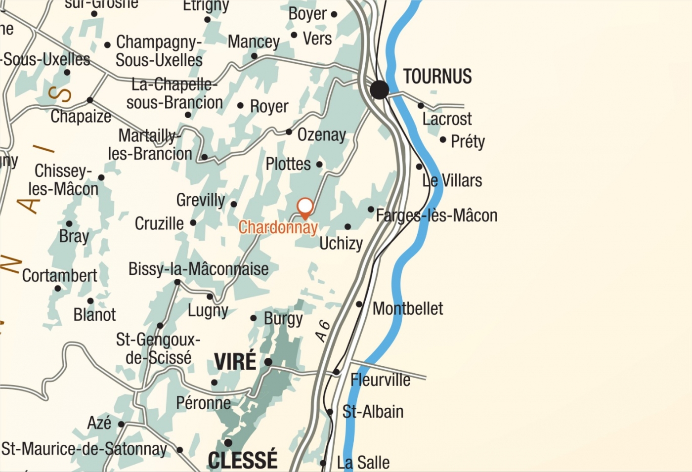 Map of vine plots - Mâcon-Chardonnay Climate « La Roche » Bret Brothers