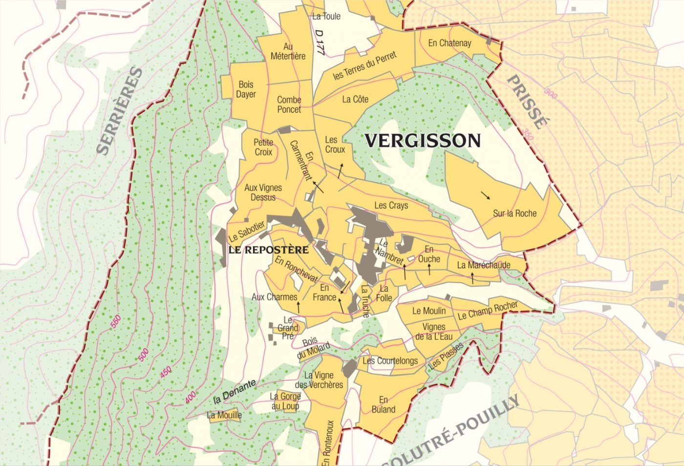 Map of vine plots - Pouilly-Fuissé Cuvée  « Terre de Vergisson » Bret Brothers