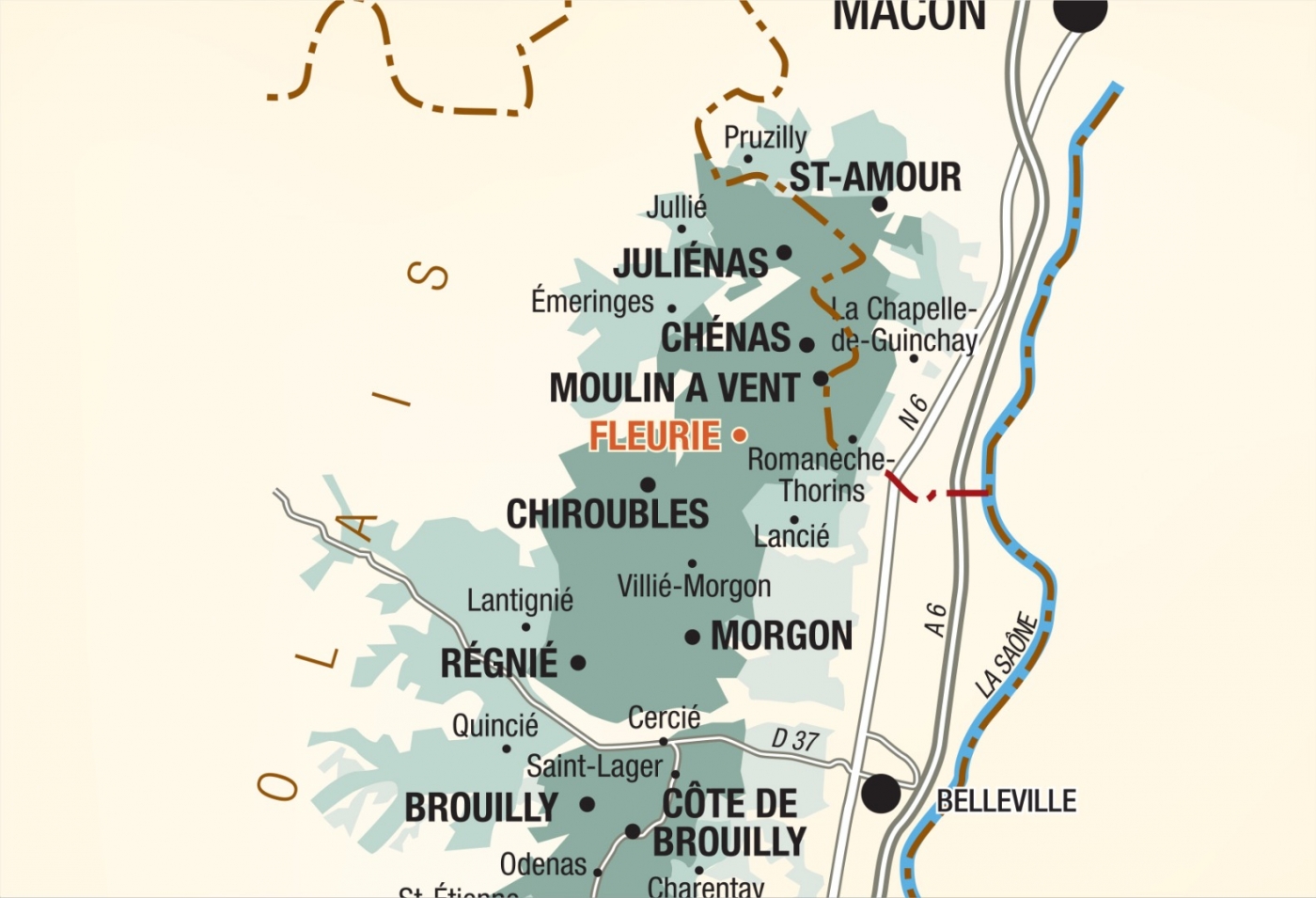 Map of vine plots - Fleurie « Le Grand Pré » Bret Brothers