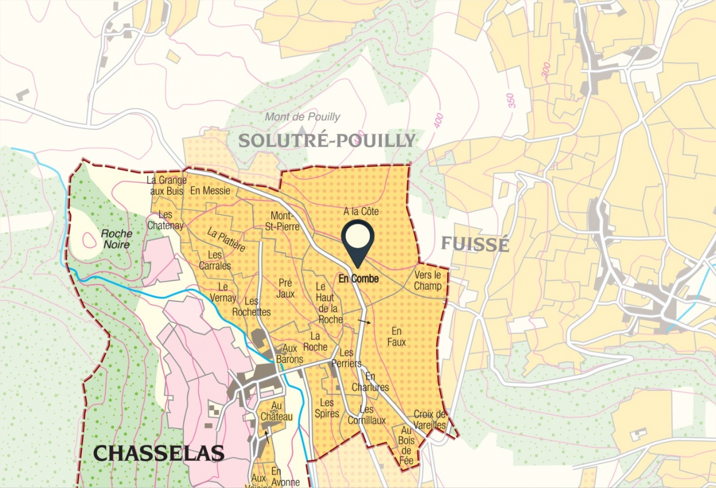 Map of vine plots - Saint-Véran Climate « En Combe » Bret Brothers