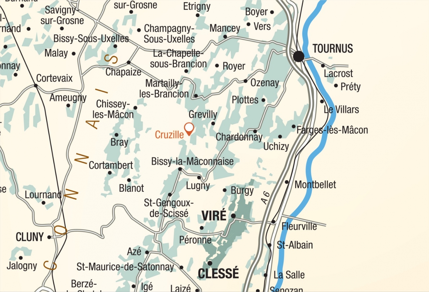 Map of vine plots - Mâcon-Cruzille Bret Brothers