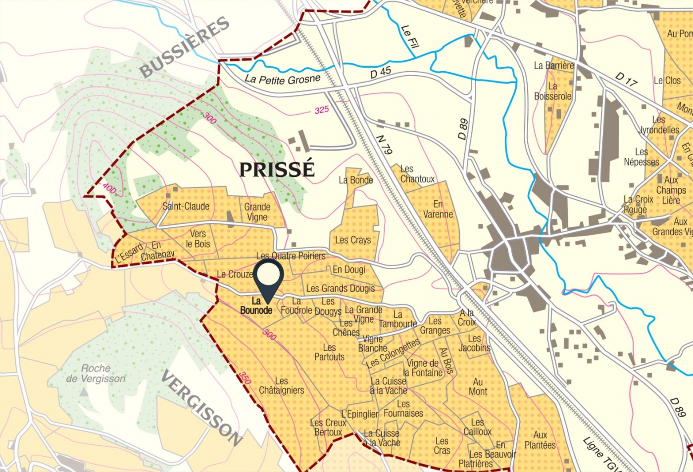 Map of vine plots - Saint-Véran Climate « La Bonnode » La Soufrandière