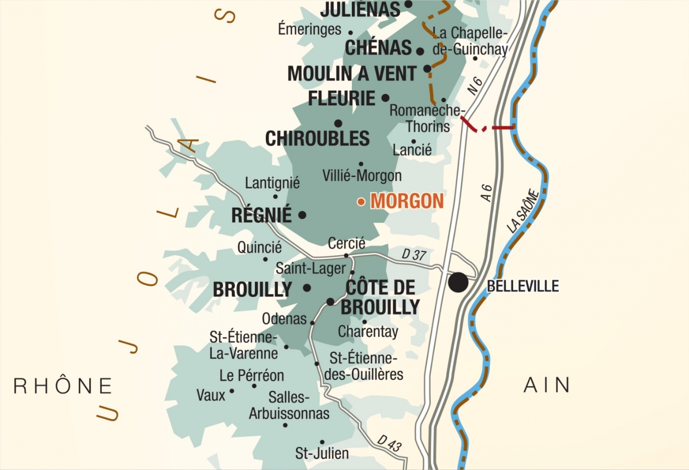 Map of vine plots - Morgon « Les Charmes » Bret Brothers