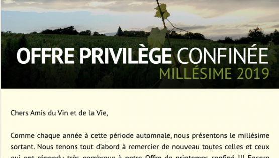 OFFRE Millésime 2019 !!!