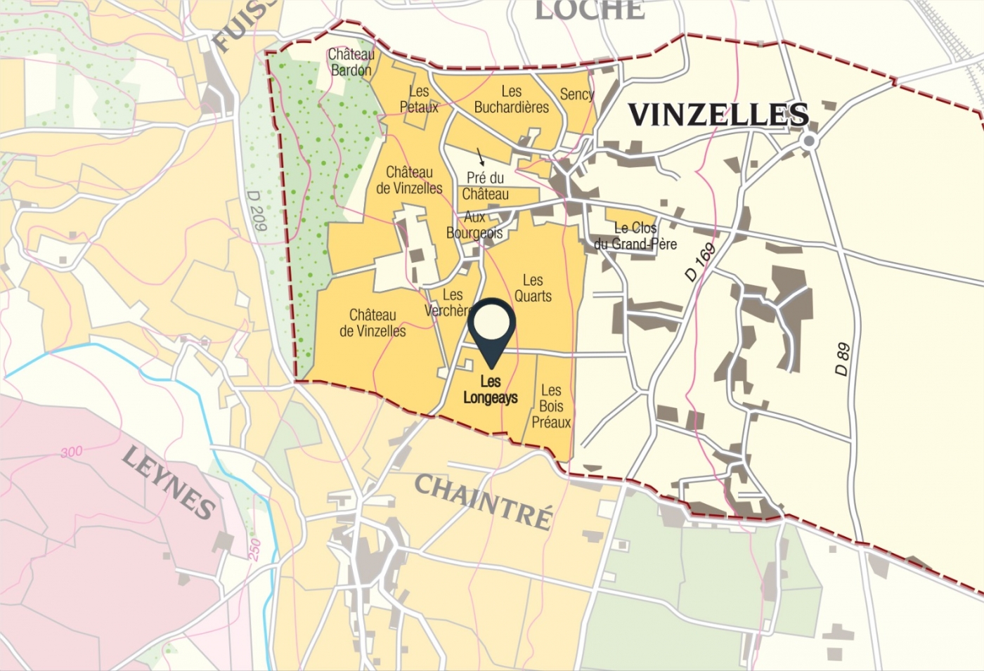 Carte parcelle vin - Pouilly-Vinzelles Climat « Les Longeays » La Soufrandière