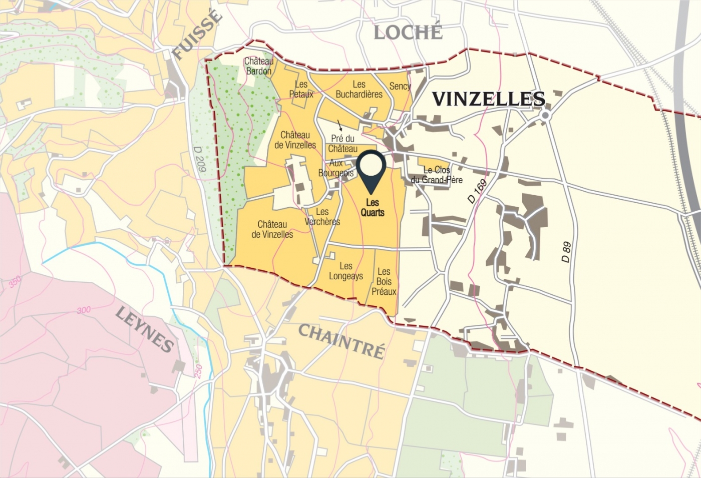 Map of vine plots - Pouilly-Vinzelles Climate « Les Quarts » La Soufrandière