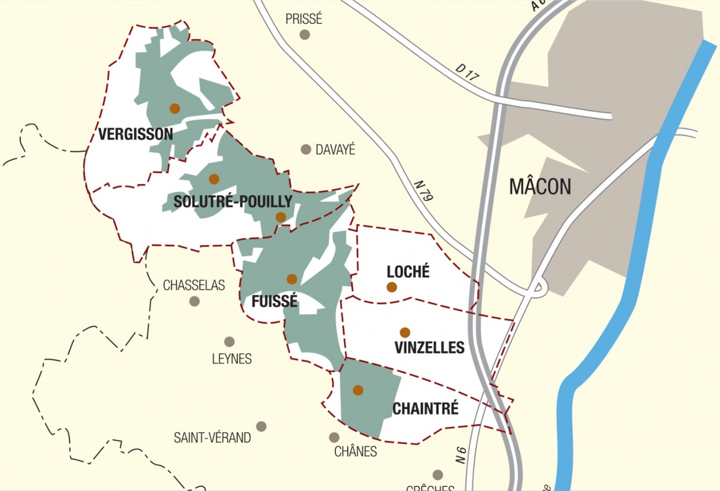 Map of vine plots - Pouilly-Fuissé Cuvée  « Terres de Fuissé » Bret Brothers