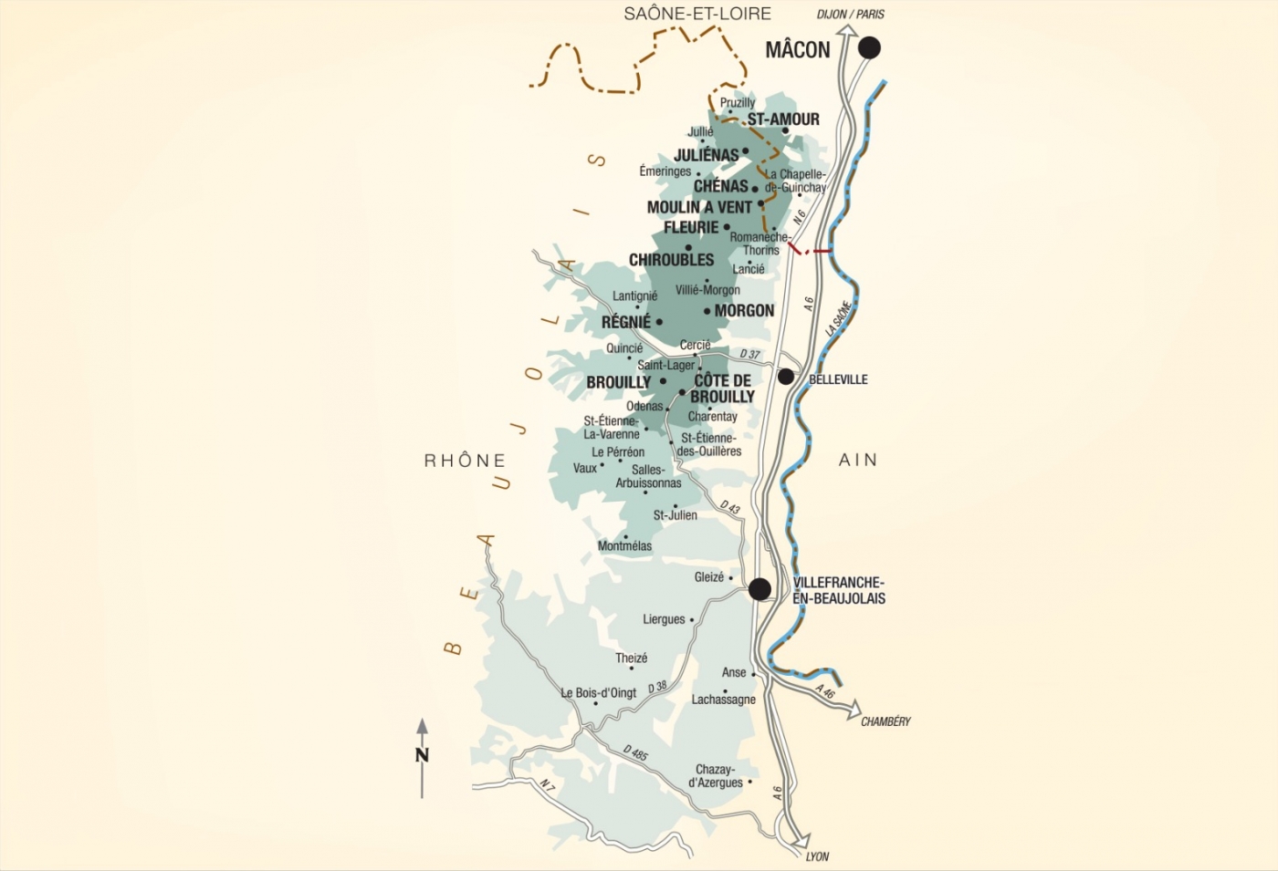 Map of vine plots - Beaujolais-Villages « Glou de Jeff » Bret Brothers