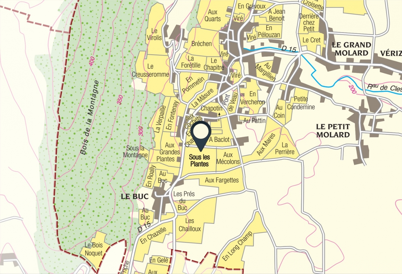 Map of vine plots - Viré-Clessé Climate « Sous Les Plantes » Bret Brothers