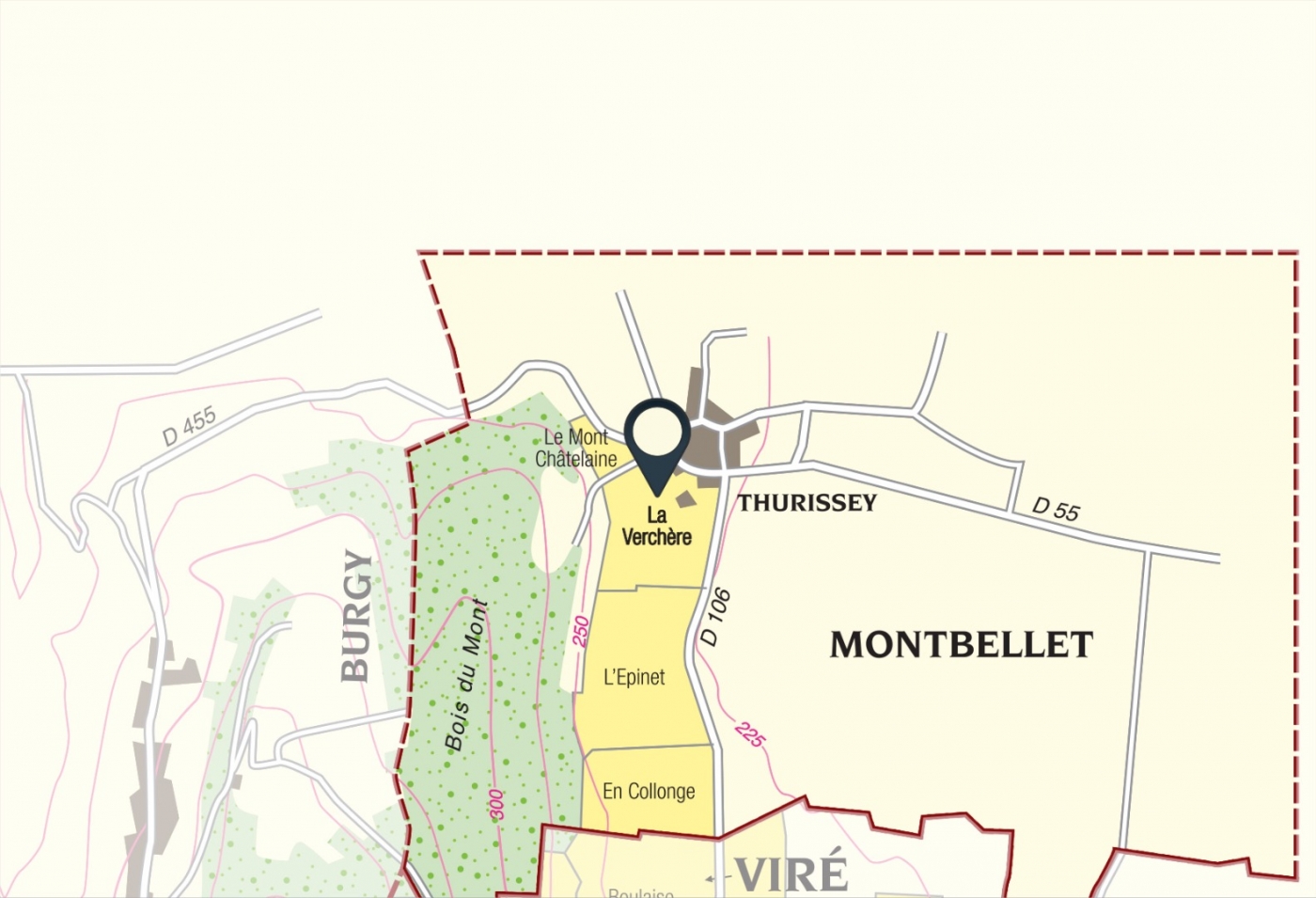 Map of vine plots - Viré-Clessé Climate « La Verchère » Bret Brothers