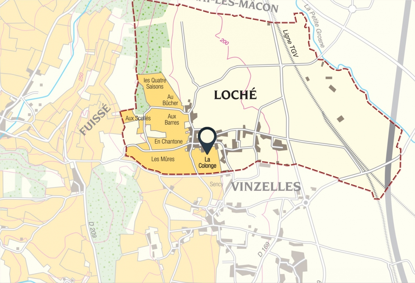 Map of vine plots - Pouilly-Loché Climate « La Colonge » Bret Brothers