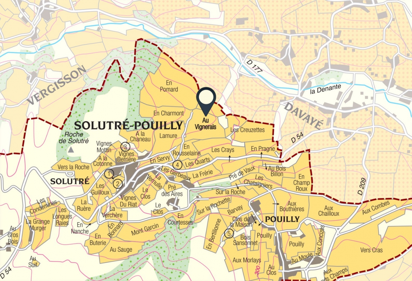 Carte parcelle vin - Pouilly-Fuissé 1er Cru Climat « Au Vignerais » La Soufrandière