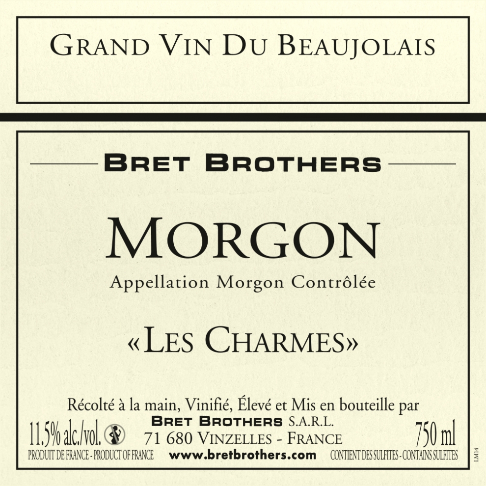 Etiquette vin - Morgon « Les Charmes » Bret Brothers