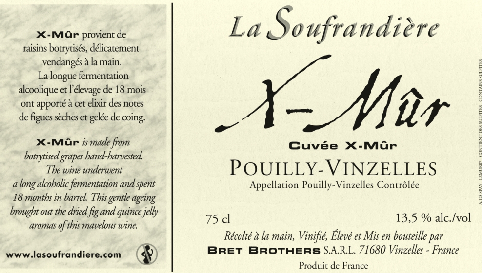 Wine label - Pouilly-Vinzelles Cuvée  « X-Mûr » La Soufrandière