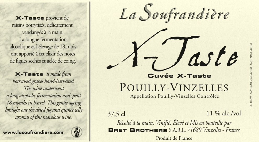 Wine label - Pouilly-Vinzelles Cuvée  « X-Taste » La Soufrandière